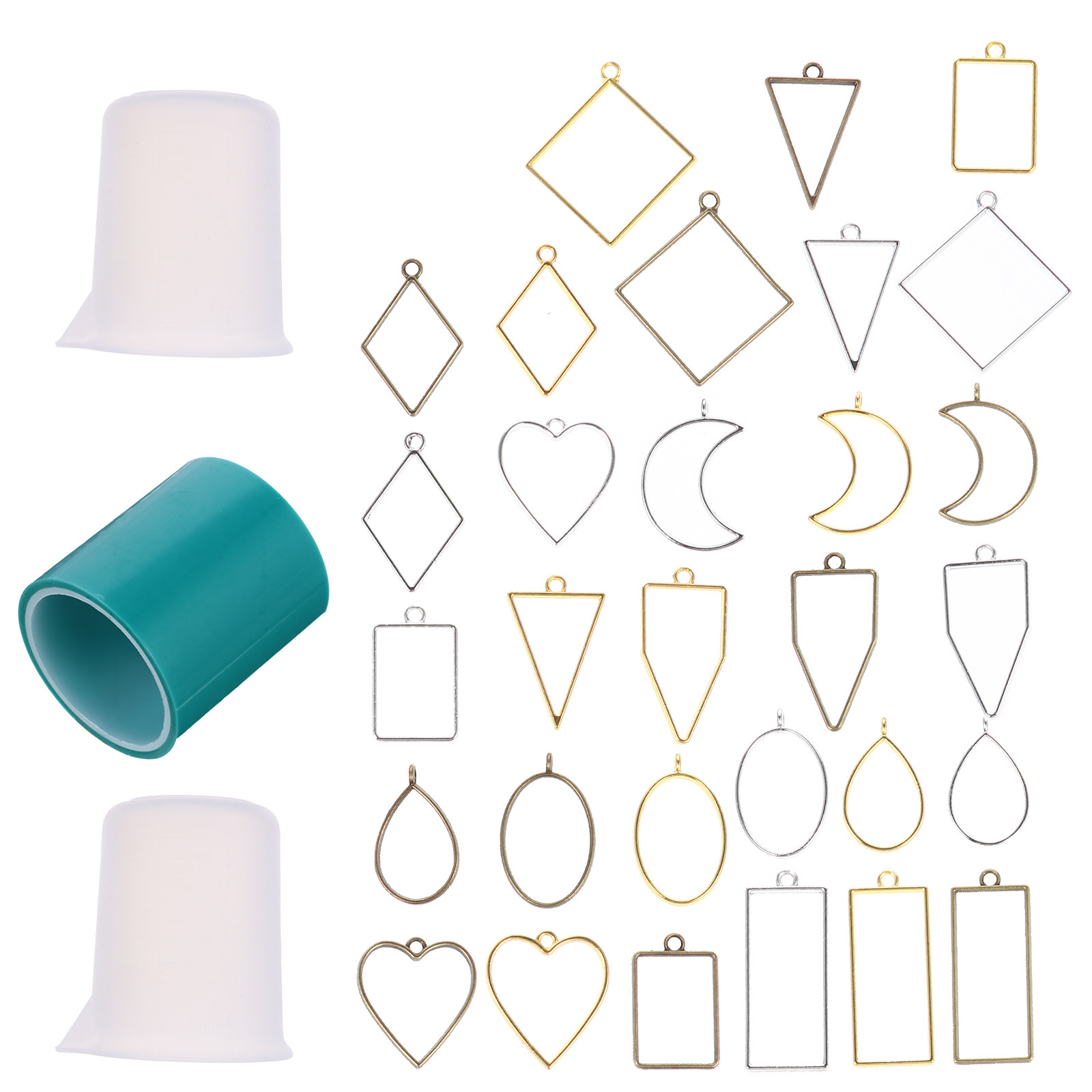 Resin Jewelry Kit - 33Pcs Metal Charms Bezel Pendants DIY